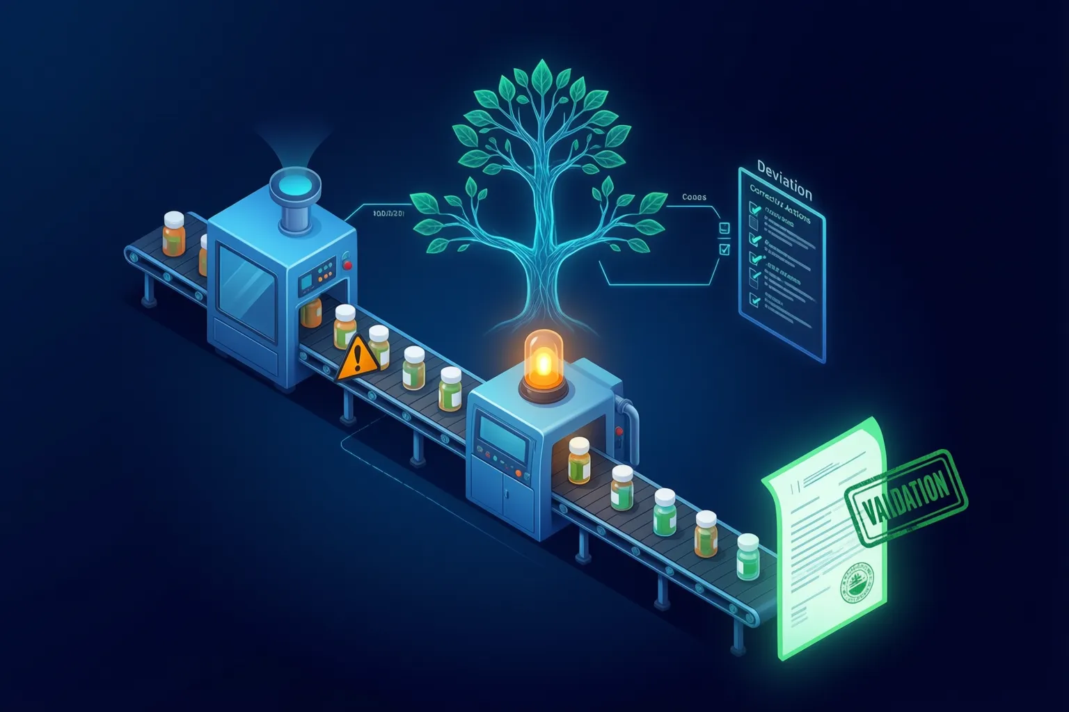 DeepGMP reasoning through a deviation, root cause and CAPA for a manufacturing line