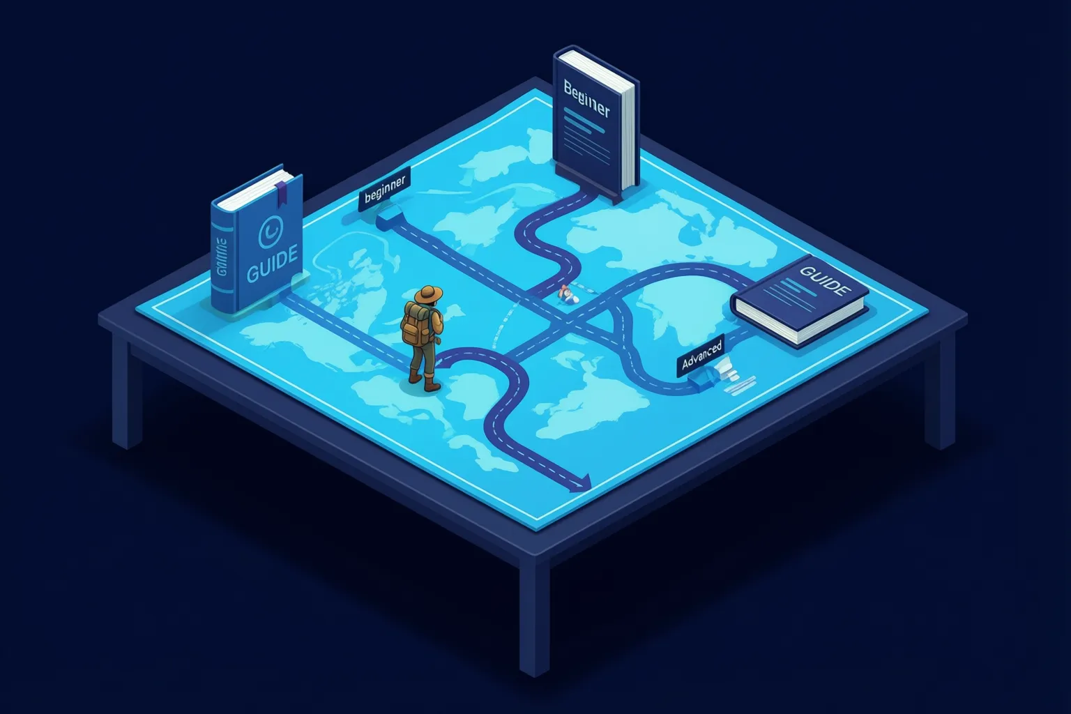 AI guides and tutorials arranged as a learning map