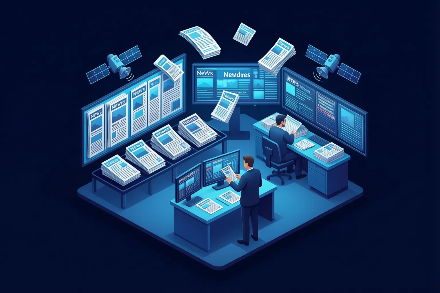 AI news archive: announcements flowing into an organized newsroom
